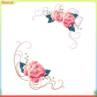 {Newcat} สติกเกอร์ติดผนัง ลายดอกไม้ ลอกออกได้ สําหรับตกแต่งบ้าน ห้องน้ํา ตู้เย็น DIY