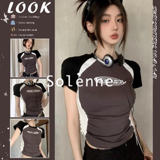 Solenne  เสื้อครอป เสื้อยืดผู้หญิง ครอป baby tee สาวเรโทร 2023 NEW Style สวยงาม fashion ทันสมัย สวย A99J2ZL 36Z230909