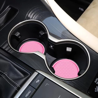 แก้วรถสีชมพู Coaster Universal Non Slip ที่วางแก้วฝังเครื่องประดับ Mat PinkBarbie สไตล์อุปกรณ์ตกแต่งภายในรถยนต์