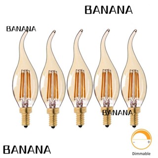 Banana1 หลอดไฟคริสตัล E14 4W LED สีเหลืองอบอุ่น สําหรับตกแต่งบ้าน