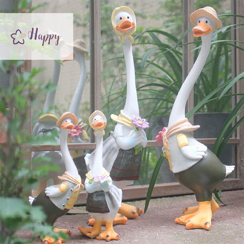 <Happybay> รูปปั้นเรซิ่น รูปครอบครัวเป็ด สไตล์โมเดิร์น สําหรับตกแต่งบ้าน สวน