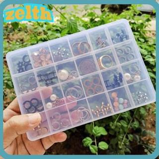 Zelth กล่องพลาสติกเปล่า ทรงสี่เหลี่ยม 24 ช่อง สําหรับใส่เครื่องประดับ ตกแต่งเล็บ