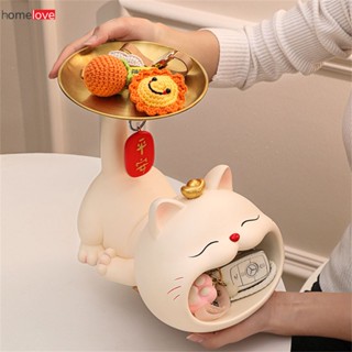 Lucky Cat ถาดตกแต่งของขวัญ Creative Double Storage Tray Living Room Desktop Storage Box Entrance Key Storage Tray Lucky Cat Ornament homelove