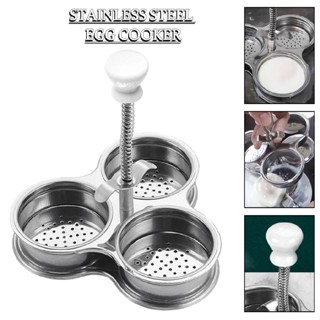 Stainless Steel Egg Poacher 3 Grid Steamer Eggs Boiler Kitchen Poached Egg Maker