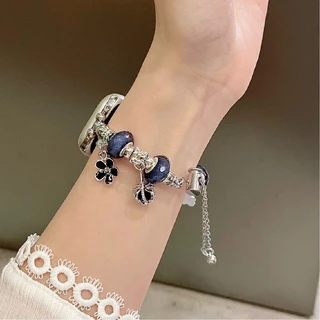 สายโลหะโซ่เดี่ยวสําหรับสายแอปเปิ้ลดู 42/46/40/41/45 มม.44 มม.49 มม.ผู้หญิง แพนโดร่า สร้อยข้อมือสําหรับ ฉันดู ชุด 10 9 11 พิเศษ3 7 8 6 5 4 กับ 3