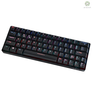 [DZ] คีย์บอร์ด Mechanical หลายอุปกรณ์ พร้อม 64 คีย์ BT และโหมดมีสาย 18 RGB เอฟเฟคไฟแบ็คไลท์ N-key Rollover สวิตช์สีน้ําตาลดํา