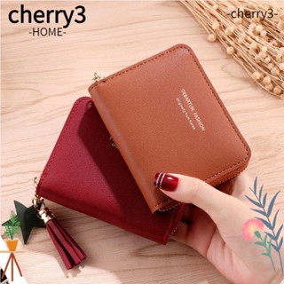 Cherry3 กระเป๋าสตางค์ ใบสั้น มีซิป ใส่บัตรเครดิตได้ แฟชั่นสําหรับสตรี