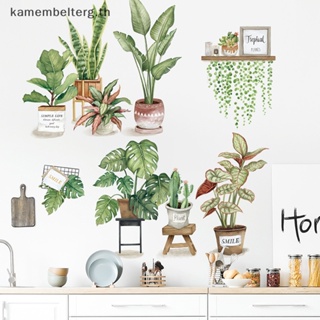 Kam สติกเกอร์ไวนิล ลายใบไม้สีเขียว DIY สําหรับติดตกแต่งผนังบ้าน ห้องนั่งเล่น TH