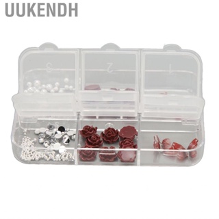 Uukendh 3D Nail Decorations Butterfly Art  6 Compartments Portable Different Shape Shiny with Artificial Pearls for Salon