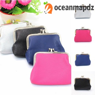 Oceanmapdz กระเป๋าใส่เหรียญสองชั้น, สีพื้น สไตล์เกาหลี, กระเป๋าคลัทช์ ใบสั้น แบบพกพา กระเป๋าใส่บัตร กระเป๋าสตางค์ผู้หญิง