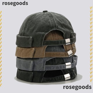 Rosegoods1 หมวกปีกกว้าง ผ้าฝ้าย ปรับได้ สไตล์วินเทจ