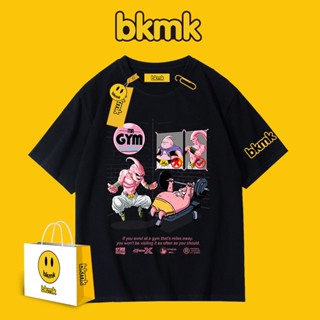 Bkmk เสื้อยืดแขนสั้น ผ้าฝ้าย ทรงหลวม พิมพ์ลายอนิเมะ Dragon Ball สไตล์ญี่ปุ่น แฟชั่นสําหรับผู้ชาย