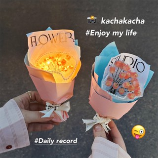 Ins ชุดช่อดอกทิวลิป เรืองแสง ขนาดเล็ก สีชมพู diy สําหรับของขวัญ