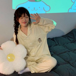 Pompom Purin ชุดนอน เสื้อแขนยาว กางเกงขายาว ลายการ์ตูนน่ารัก ทรงหลวม แฟชั่นฤดูใบไม้ผลิ และฤดูใบไม้ร่วง สําหรับนักเรียนผู้หญิง 2023