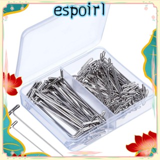 Espo หมุดสเตนเลส ทรงตรง สีเงิน 1&amp;2 นิ้ว พร้อมกล่อง สําหรับถักนิตติ้ง 150 ชิ้น