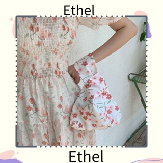 Ethel1 กระเป๋าถือ กระเป๋าช้อปปิ้ง ผ้าฝ้าย ลายดอกไม้ ความจุสูง แฮนด์เมด สําหรับผู้หญิง