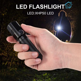 ไฟฉาย LED XHP50 Type-C ชาร์จ USB 1500LM XHP50 แบบพกพา สําหรับเดินกลางคืน ทํางานฉุกเฉิน [Truman.th]