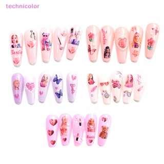 [technicolor] สติกเกอร์ติดเล็บ ลายตุ๊กตาบาร์บี้น่ารัก สีชมพู สําหรับตกแต่งเล็บ DIY พร้อมส่ง