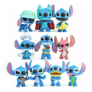 10pcs/set Mini Lilo &amp; Stitch Figure Anime Cartoon Pvc Action Figures Toys Dolls Gifts