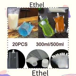 Ethel1 ถุงพลาสติก แบบตั้งได้ สําหรับเก็บนม เครื่องดื่ม กลางแจ้ง 20 ชิ้น