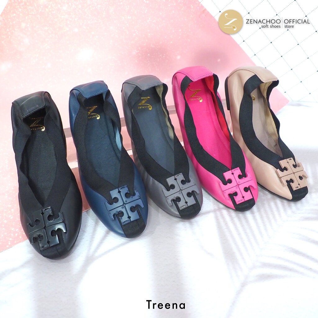 ทรงปกติ:สินค้าลดราคา ไม่รับเปลี่ยน-คืน นิ่มสุดในเมืองมนุษย์ Zenachoo รุ่น Treena สูง1 นิ้ว รองเท้าหนังแกะแท้ การันตีค...