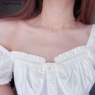 [highbuying] อารมณ์ สร้อยคอ สองชั้น เพชร กลวง หัวใจ จี้ ไหปลาร้า โซ่ สําหรับผู้หญิง เบา จี้ขนาดเล็ก คอ โซ่ ใหม่ พร้อมส่ง