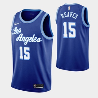 【คุณภาพสูง】ใหม่ ของแท้ NBA Los Angeles Lakers สําหรับผู้ชาย #15 เสื้อกีฬาแขนสั้น ลายทีมออสติน สวิงแมน สีฟ้า สไตล์คลาสสิก