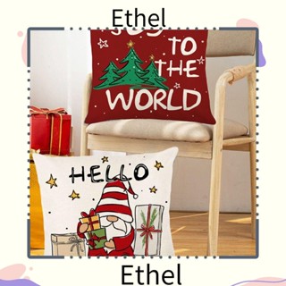 Ethel1 ปลอกหมอนผ้าลินิน ลายคริสต์มาส สําหรับตกแต่งบ้าน ปาร์ตี้คริสต์มาส