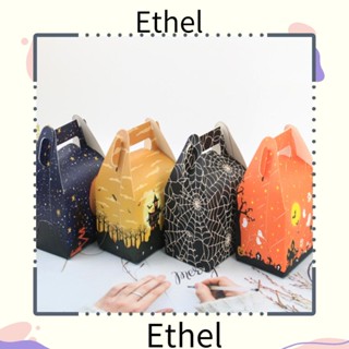 Ethel1 กล่องหิ้วใส่เค้ก รูปฟักทอง แมงมุม ฮาโลวีน พร็อพปาร์ตี้ 5 ชิ้น