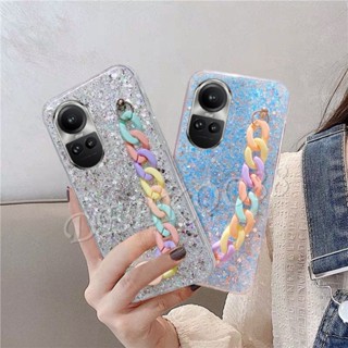 พร้อมส่ง เคสโทรศัพท์มือถือ แบบนิ่ม ลายกลิตเตอร์ สีรุ้ง มีสายคล้อง สําหรับ OPPO Reno 10 Pro Plus 10Pro 10Pro+ A78 A58 4G 5G Reno10 Pro