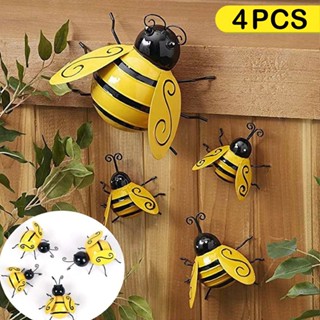 4pcs Metal Iron Art Bumble Bee Ornament Outdoor Garden Accents Decoration