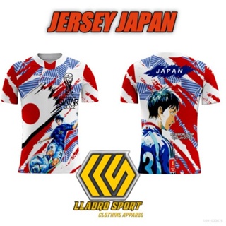 เสื้อยืดลําลอง แขนสั้น คอกลม ลายทีมชาติญี่ปุ่น Jersey World Cup พลัสไซซ์ 22 23