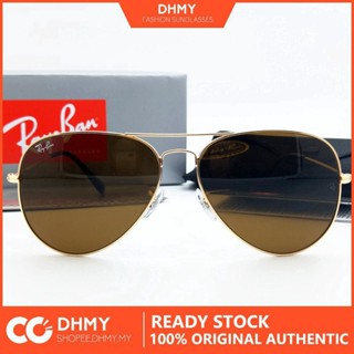 Ray ban rayban แว่นตากันแดด โลหะ สีน้ําตาล rb3025 3026