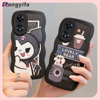 เคสโทรศัพท์มือถือ TPU นิ่ม ลายภาพวาดสีน้ํามัน รูปคลื่น ชินจัง และดอกเดซี่น่ารัก สําหรับ OPPO Reno 8T 5G A1 Pro 5G 3 Pro 5G Find X6 Pro R17 R15