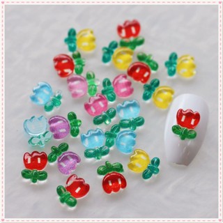 10pcs Nail Art Tulip Small Flower Jewelry Semi Transparent Sunflower 3d สามมิติ อุปกรณ์แต่งเล็บ