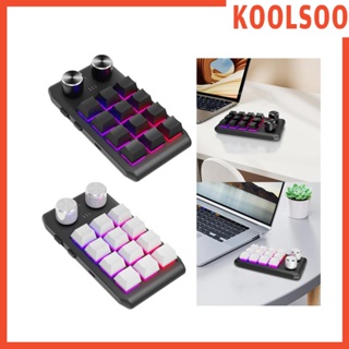 [Koolsoo] คีย์บอร์ดบลูทูธ 12 คีย์ RGB LED กันลื่น พร้อมลูกบิด สําหรับเล่นเกม Rhino Cdr