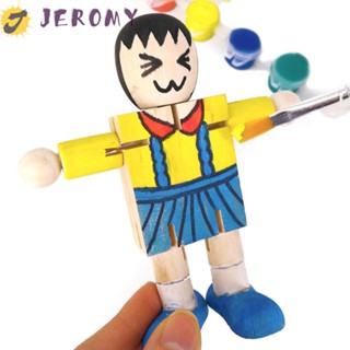 Jeromy ตุ๊กตาหุ่นยนต์ไม้เปล่า สีขาว DIY ของเล่นงานฝีมือ สําหรับเด็กวัยหัดเดิน