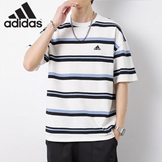 [ขายดี พร้อมส่ง] Adidas เสื้อยืดลําลอง ผ้าฝ้าย 100% แขนสั้น คอกลม พิมพ์ลาย ทรงหลวม ใส่สบาย คุณภาพสูง สําหรับผู้ชาย