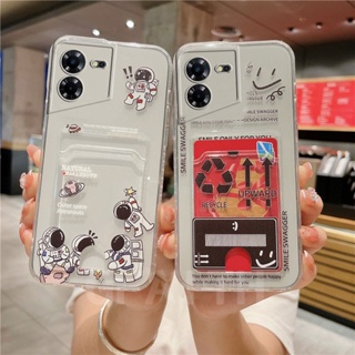 เคสโทรศัพท์มือถือ ซิลิโคน TPU กันรอยกล้อง ลายการ์ตูนนักบินอวกาศ พร้อมช่องใส่บัตร สําหรับ Tecno POVA 5 POVA 4 Pro POVA4 NEO 2 Tecno Pova5 Pova4Pro