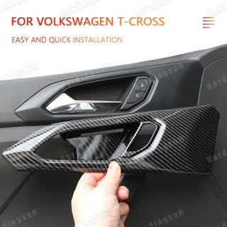 สติกเกอร์คาร์บอนไฟเบอร์ ติดมือจับประตูรถยนต์ สําหรับ Volkswagen VW T-Cross Tcross 2018-2023 4 ชิ้น