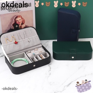 Okdeals กล่องหนัง แบบพกพา ความจุขนาดใหญ่ สําหรับใส่เครื่องประดับสร้อยคอ