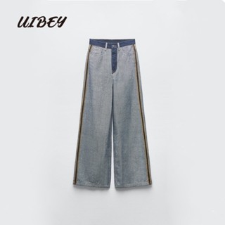 Uibey กางเกงคาวบอย เอวสูง จับคู่สี 6186