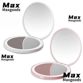 Maxg กระจกแต่งหน้าเรืองแสง ขนาดเล็ก พร้อมที่ชาร์จ USB ไฟ Led แฟชั่น