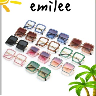 Emilee แว่นตากันแดด ทรงสี่เหลี่ยม ประดับเพชรคริสตัล UV400 สําหรับผู้ชาย ผู้หญิง