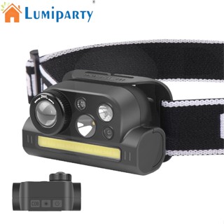 Lumiparty ไฟฉายสวมศีรษะ Led 4 ระดับ Ipx4 กันน้ํา ซูมได้ อเนกประสงค์ Type-c ชาร์จไฟได้