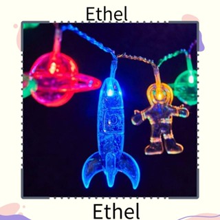 Ethel1 สายไฟ LED รูปนักบินอวกาศ PVC กันน้ํา ประหยัดพลังงาน ใช้แบตเตอรี่ สําหรับตกแต่งห้องนอน