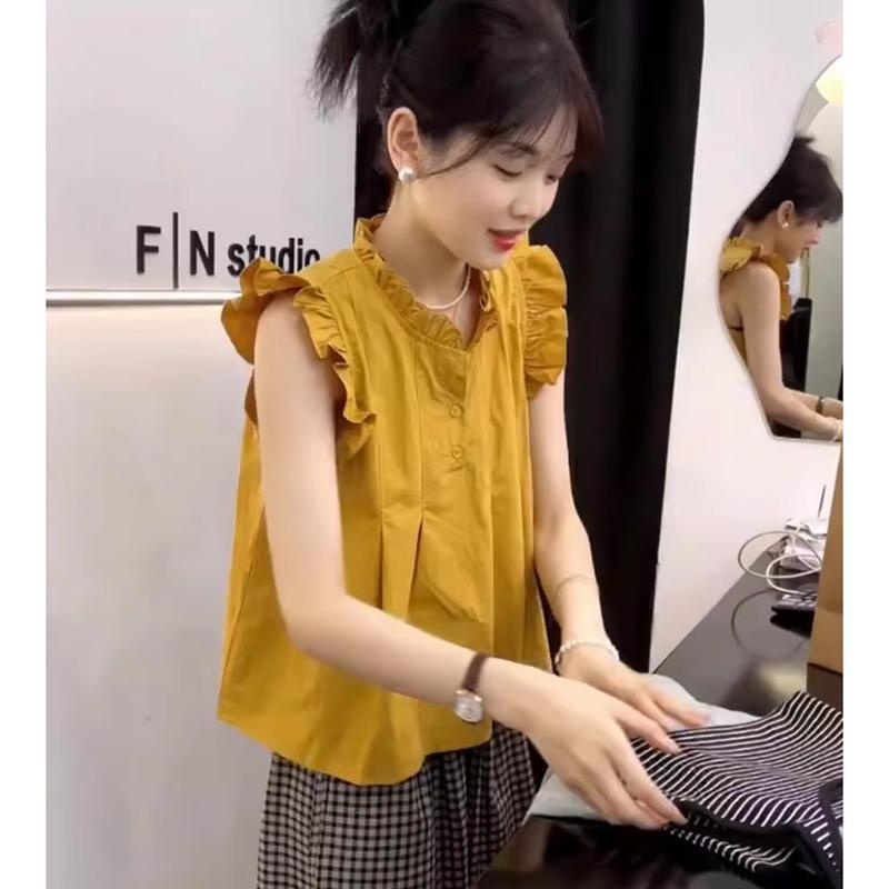 เสื้อเชิ้ตแขนกุด ลําลอง ทรงหลวม แฟชั่นฤดูร้อน สําหรับผู้หญิง