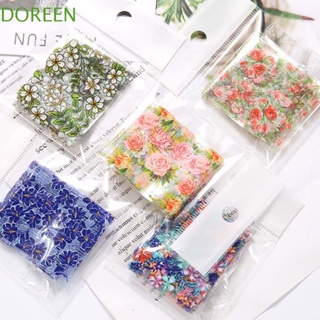 Doreen สติกเกอร์ฟอยล์ ลายดอกไม้ มีกาวในตัว สําหรับตกแต่งเล็บ DIY