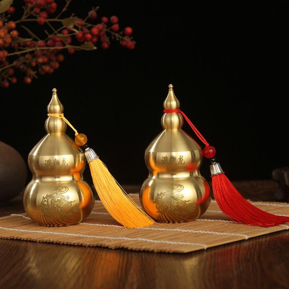 โนวาจ น้ําเต้ามังกรพ่นไฟ, งานฝีมือสไตล์จีนทองแดงมะระ, ฝาครอบเปิดด้านบนที่ทนทานทองเหลืองงานฝีมือโบราณมะระเครื่องประดับมุมตะวันตกเหนือ - รูปที่ 3