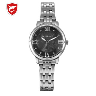 【yunhai】Round Dial Unique Logo-embossed Crown Luxury Steel Case Back Quartz Watch